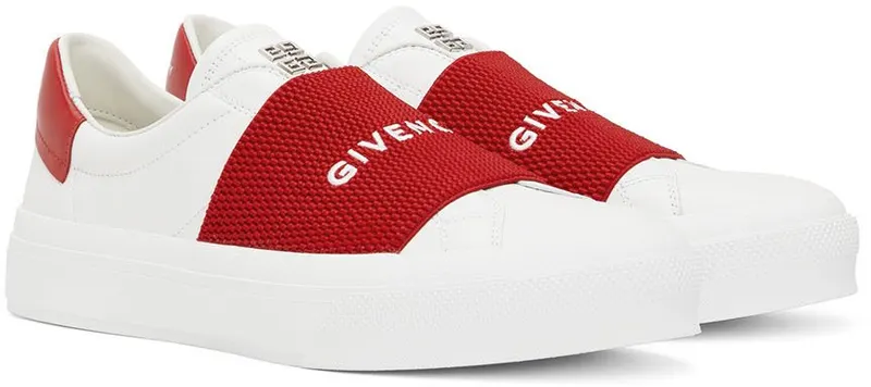 Givenchy White & Red City Sport Low-Top Sneakers (BH005XH19R112)