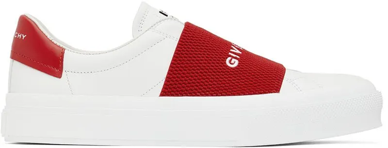 Givenchy White & Red City Sport Low-Top Sneakers (BH005XH19R112)