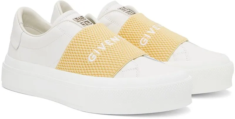 Givenchy White & Yellow City Sport Sneakers (BE0029E1BC111)