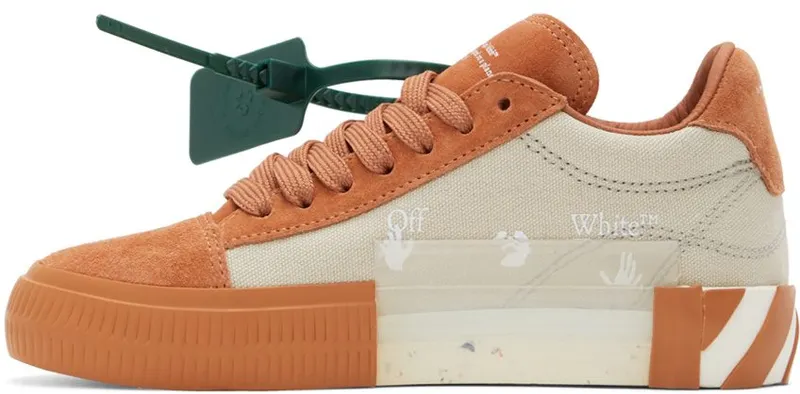 Off-White Brown & Beige Vulcanized Low-Top Sneakers (OWIA178S22LEA0016164)
