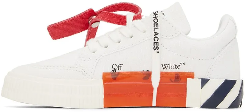 Off-White Kids White & Navy Vulcanized Sneakers (OBIA003S22FAB0010146)