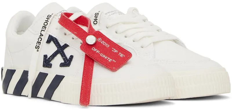 Off-White Kids White & Navy Vulcanized Sneakers (OBIA003S22FAB0010146)