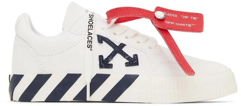 Off-White Kids White & Navy Vulcanized Sneakers (OBIA003S22FAB0010146)