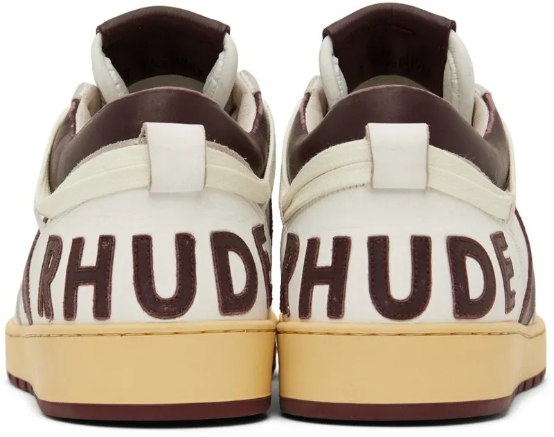 Rhude SSENSE Exclusive White & Burgundy Rhecess Low Sneakers (RHSS22FO06178500)