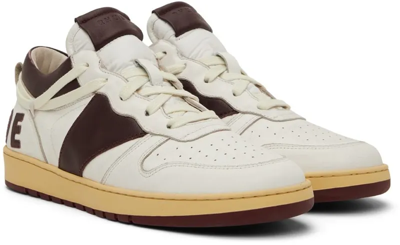 Rhude SSENSE Exclusive White & Burgundy Rhecess Low Sneakers (RHSS22FO06178500)