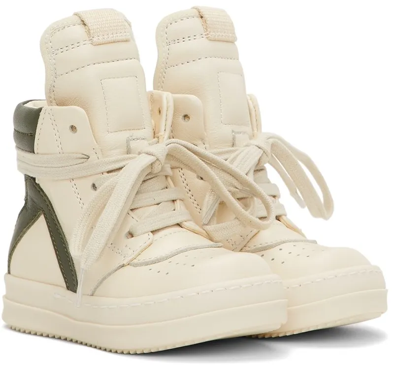 Rick Owens Baby Off-White Geobasket High Sneakers (BG02A1893 LMU 02A BG)