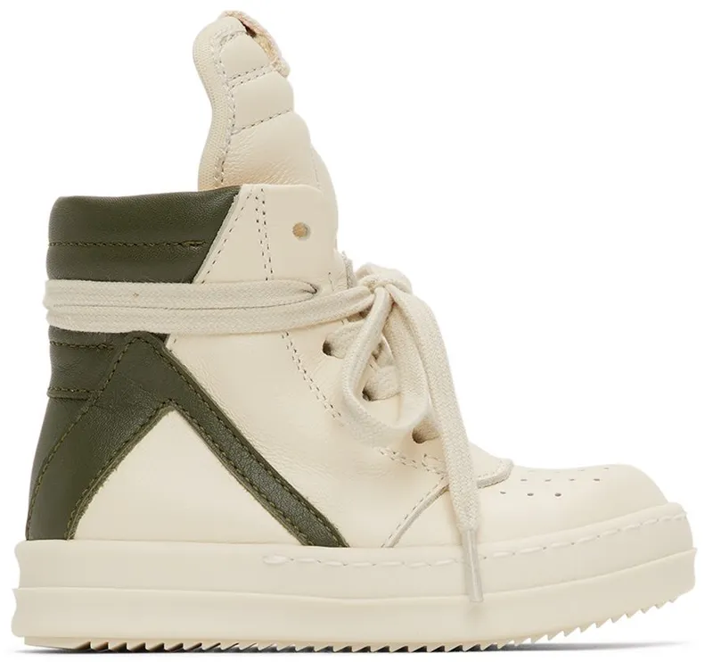 Rick Owens Baby Off-White Geobasket High Sneakers (BG02A1893 LMU 02A BG)