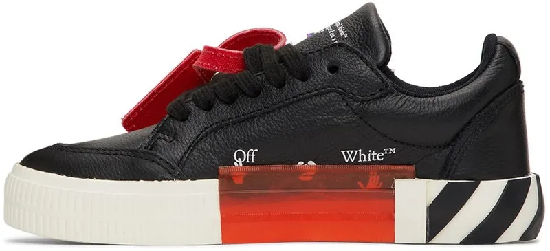 Off-White Kids Black & White Calfskin Vulcanized Low Sneakers (OBIA004F21LEA0011001)