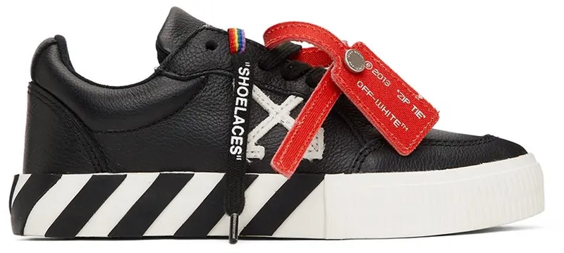 Off-White Kids Black & White Calfskin Vulcanized Low Sneakers (OBIA004F21LEA0011001)