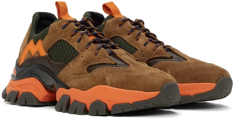 Moncler Enfant Kids Khaki & Orange Leave No Trace Sneakers (954 – 4M707 – 00 – 02)