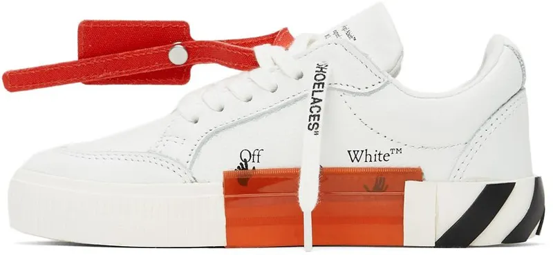 Off-White Kids White & Black Calfskin Vulcanized Low Sneakers (OBIA004F21LEA0010110)