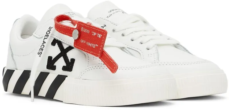 Off-White Kids White & Black Calfskin Vulcanized Low Sneakers (OBIA004F21LEA0010110)