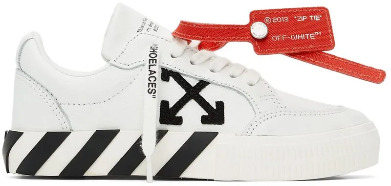 Off-White Kids White & Black Calfskin Vulcanized Low Sneakers (OBIA004F21LEA0010110)