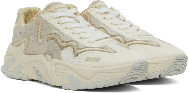 MSGM Off-White & Red Vortex Sneakers (3240MS701 401)