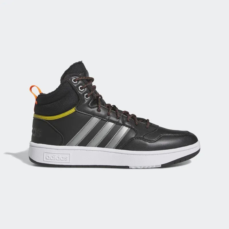 adidas Hoops 3.0 Mid Lifestyle Basketball Classic Winterschoenen Core Black / Iron Metallic / Pulse Olive (HR1440)