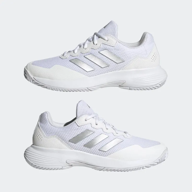 adidas Gamecourt 2.0 Tennisschoenen Cloud White / Silver Metallic / Cloud White (HQ8476)