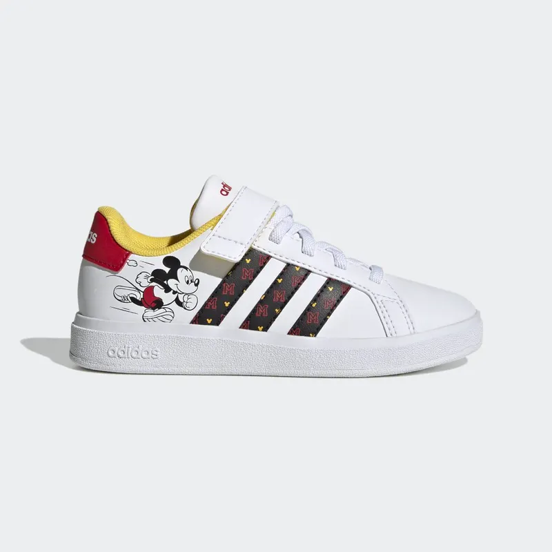 adidas adidas x Disney Grand Court Mickey Lifestyle Court met Klittenband Cloud White / Core Black / Better Scarlet (HP7760)