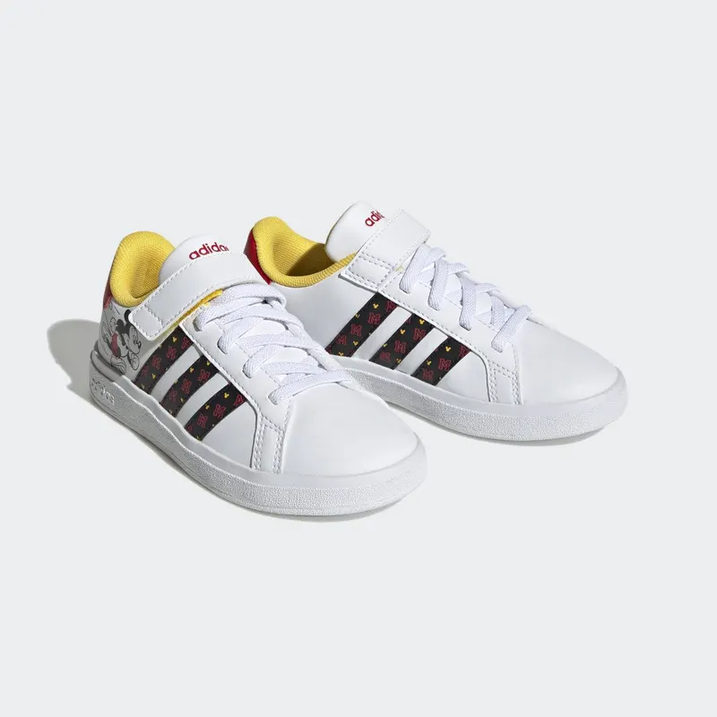 adidas adidas x Disney Grand Court Mickey Lifestyle Court met Klittenband Cloud White / Core Black / Better Scarlet (HP7760)