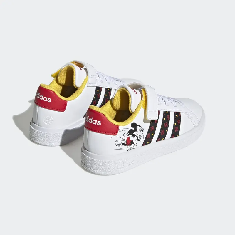 adidas adidas x Disney Grand Court Mickey Lifestyle Court met Klittenband Cloud White / Core Black / Better Scarlet (HP7760)