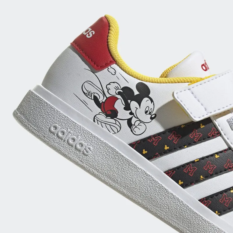adidas adidas x Disney Grand Court Mickey Lifestyle Court met Klittenband Cloud White / Core Black / Better Scarlet (HP7760)