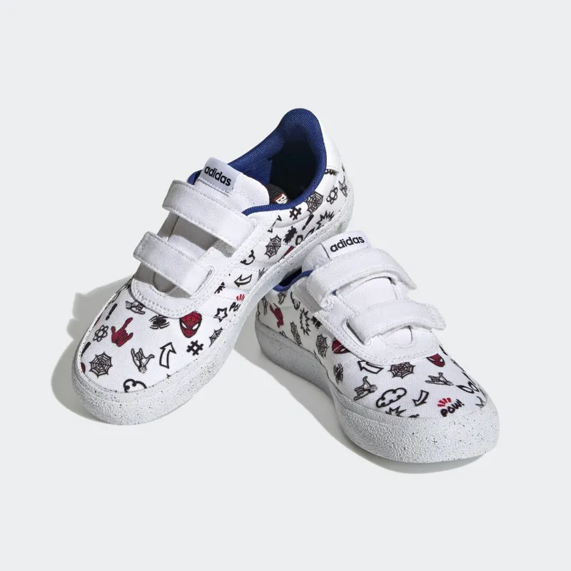 adidas adidas x Marvel VULCRAID3R Spider-Man Lifestyle Skateboarding met Klittenband Cloud White / Cloud White / Better Scarlet (HP7750)