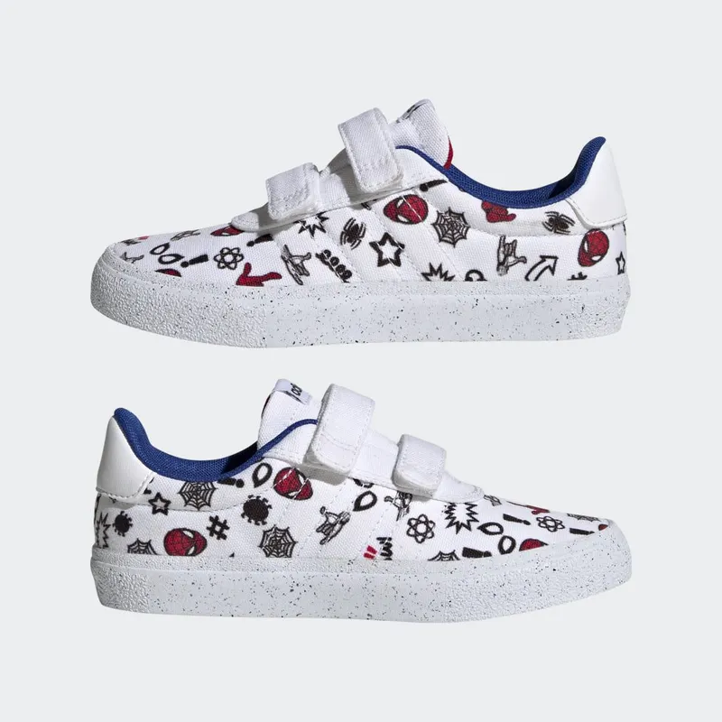 adidas adidas x Marvel VULCRAID3R Spider-Man Lifestyle Skateboarding met Klittenband Cloud White / Cloud White / Better Scarlet (HP7750)