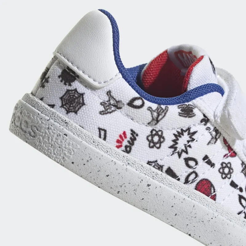 adidas adidas x Marvel VULCRAID3R Spider-Man Lifestyle Skateboarding met Klittenband Cloud White / Cloud White / Better Scarlet (HP7752)