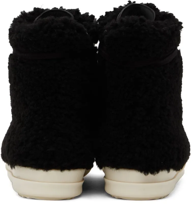 Rick Owens Black Shearling Strobe Sneakers (RU02B2890 LSHP)