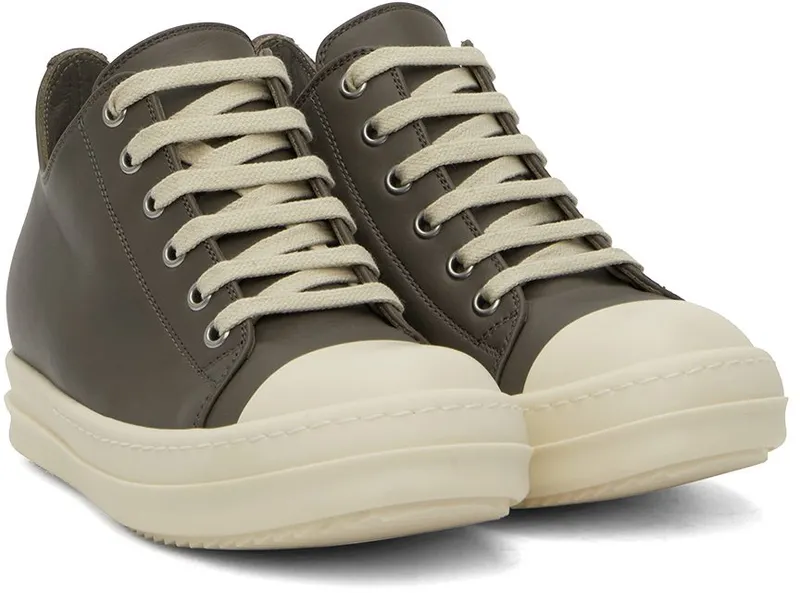 Rick Owens Gray Full Grain Low Sneakers (RP02B6891 LCG)