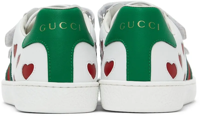Gucci Kids White Hearts Ace Sneakers (682222 CPWB0)