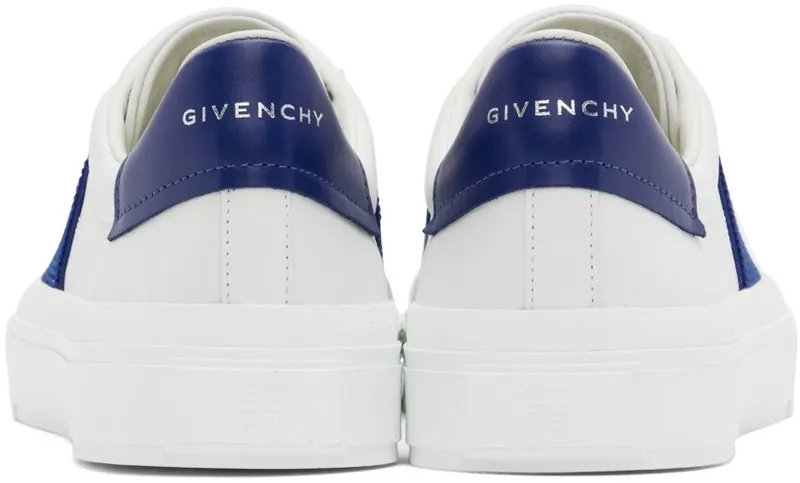 Givenchy White & Blue City Sport Low-Top Sneakers (BH005XH19R114)