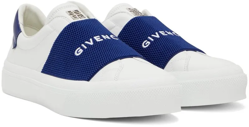 Givenchy White & Blue City Sport Low-Top Sneakers (BH005XH19R114)