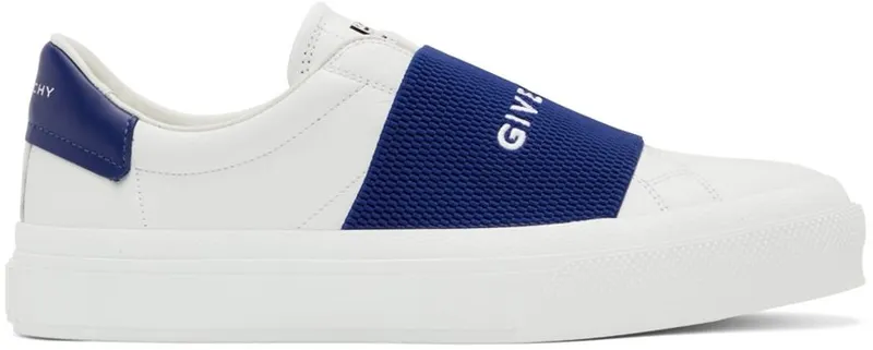 Givenchy White & Blue City Sport Low-Top Sneakers (BH005XH19R114)