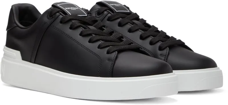 Balmain White B-Court Low-Top Sneakers (YM1VI288LVTR)