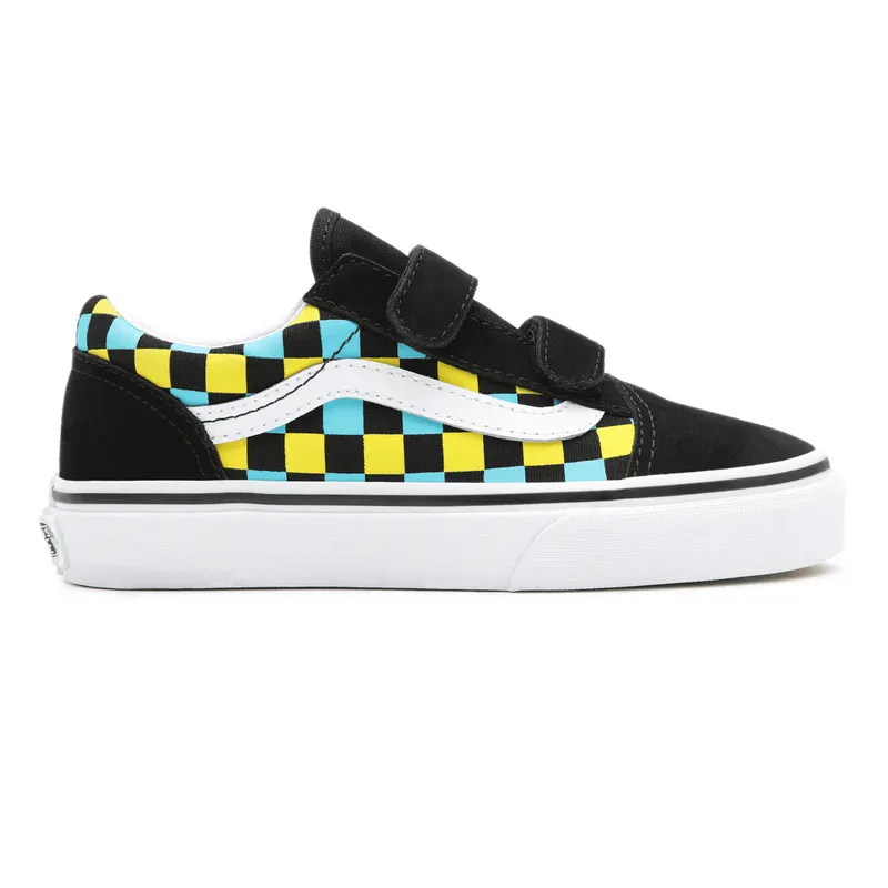 VANS Neon Glow Check Old Skool V Kinderschoenen Zwart (VN0A4BUV30M)