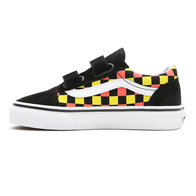 VANS Neon Glow Check Old Skool V Kinderschoenen Zwart (VN0A4BUV30M)
