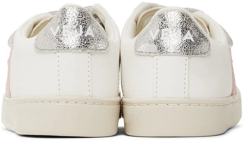 VEJA Kids White & Silver Leather Esplar Sneakers (SV0502529C)