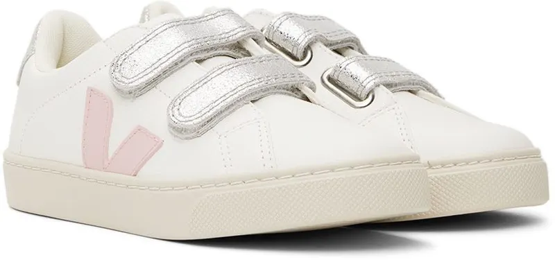 VEJA Kids White & Silver Leather Esplar Sneakers (SV0502529C)