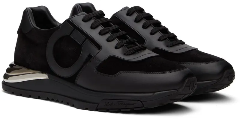 Salvatore Ferragamo Black Rainbow Gancini Sneakers (717045 02B225019)