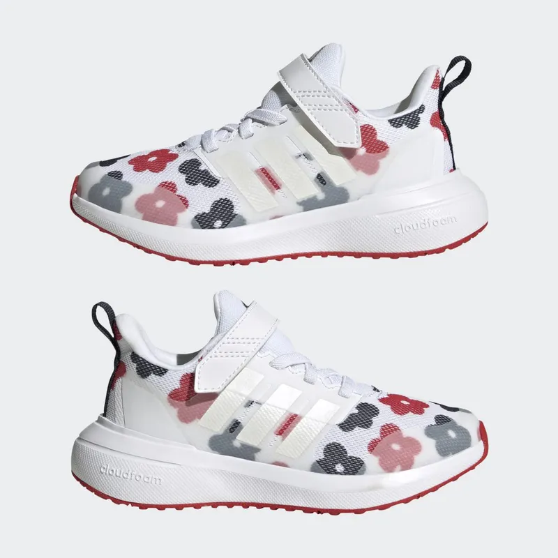 adidas Fortarun 2.0 Cloudfoam Sport Running met Elastische Veters en Klittenband Cloud White / Zero Metalic / Better Scarlet (GZ9754)