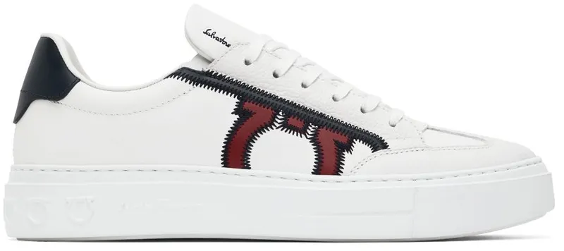 Salvatore Ferragamo White Gancini Sneakers (753142 02B726042)