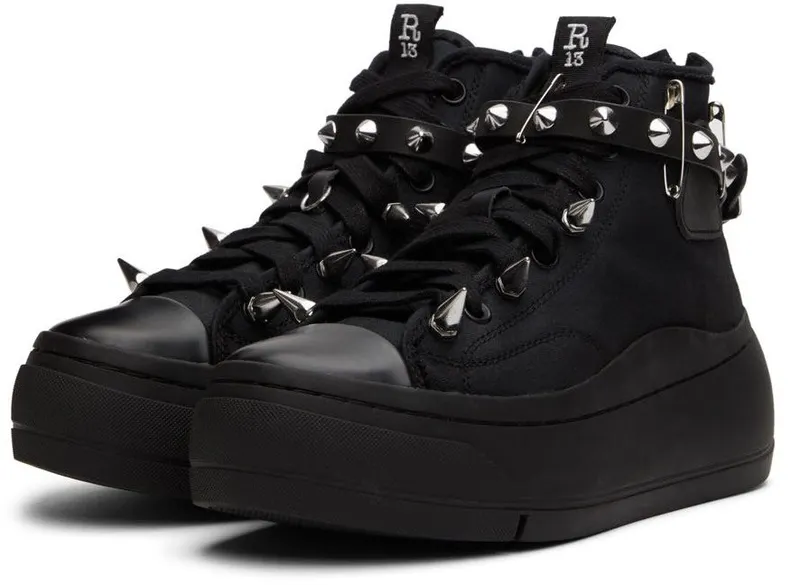 R13 Black Studded Kurt High-Top Sneakers (R13MS5029-S001C)