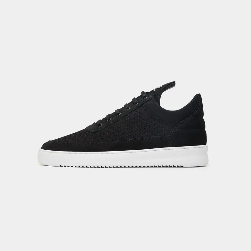 Filling Pieces Low Top Suede Perforated Black