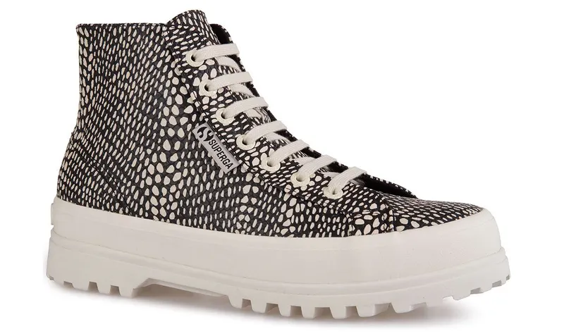 Superga 2341 Alpina Faux Reptile Black / Beige Gresso Dots (S29664)