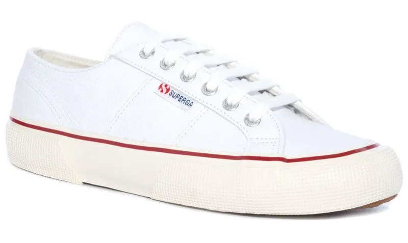 Superga 2490 Leather White Red Flame (S27541)
