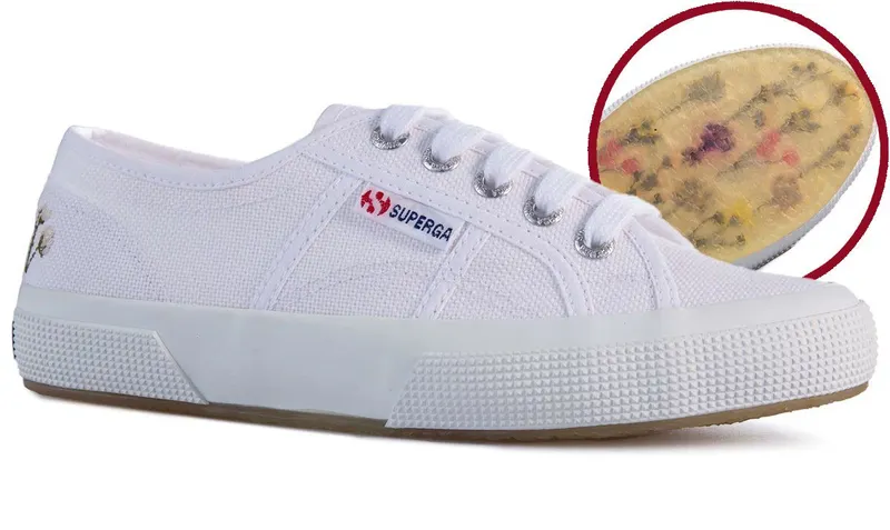 Superga 2750 Flower Bloom Jellysole White Fwhite Grey Silver Birch (S28189)
