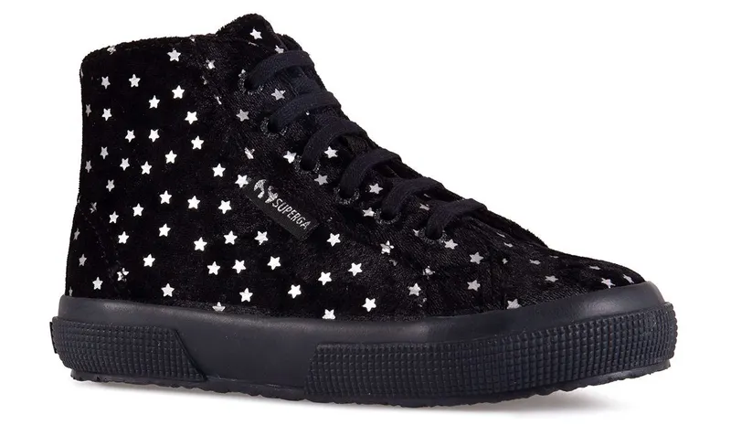 Superga 2795 Kids Velvet Stars Black / Silver Stars (S29678)
