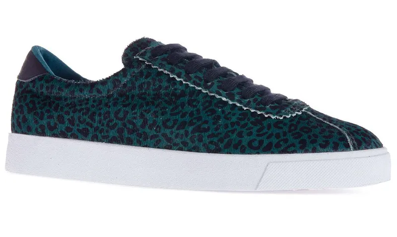 Superga 2843 Club S Calfhair Green Teal Leopard (S27799)