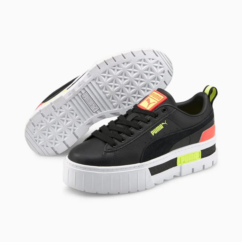 Puma Mayze Lth sneaker dames Zwart/Groen (381983-30)