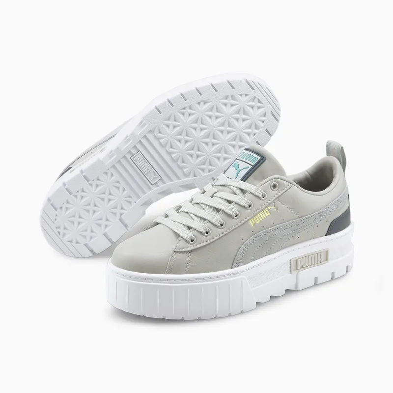 Puma Mayze Lth sneaker dames Grijs/Goud (381983-31)